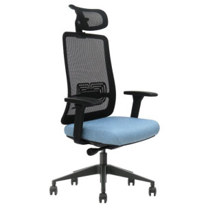 Крісло офісне TERRY чорне/синя тканина/чорний каркас