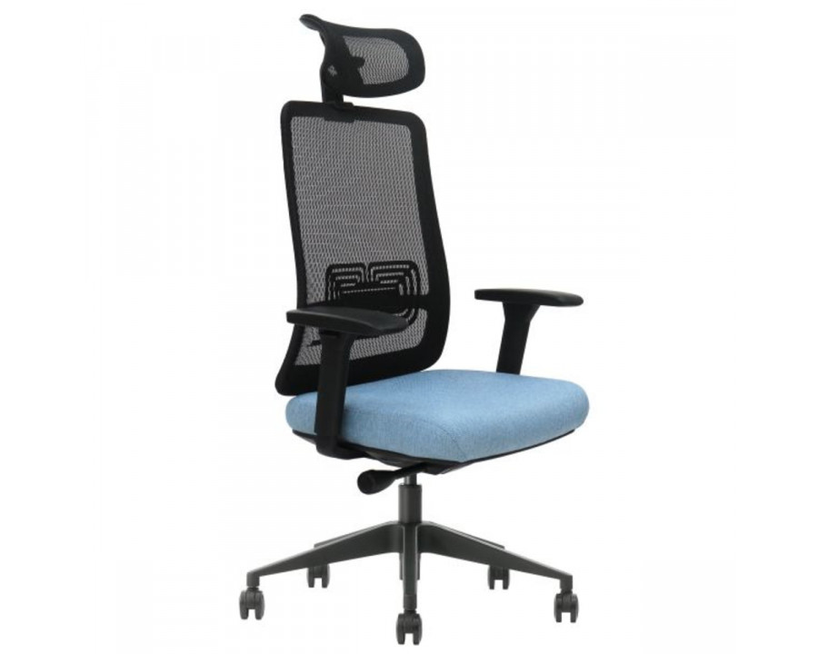 Крісло офісне TERRY чорне/синя тканина/чорний каркас