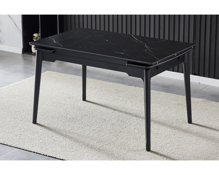 Стіл обідній розкладний BONN CERAMIC 130(180)*80 чорний мат/чорний каркас