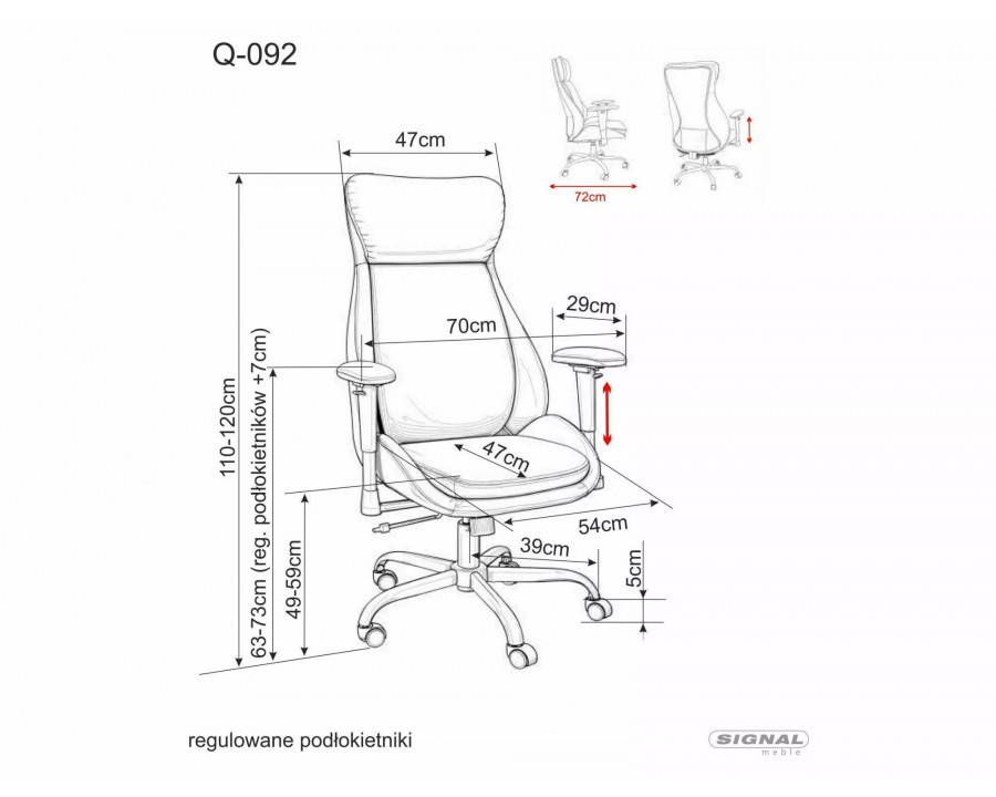 Крісло офісне комп'ютерне поворотне Q-092 Чорна екошкіра / Чорний каркас