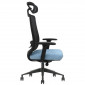 Крісло офісне TERRY чорне/синя тканина/чорний каркас