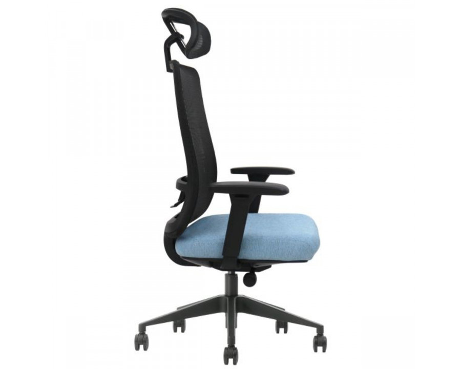 Крісло офісне TERRY чорне/синя тканина/чорний каркас