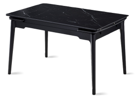 Стіл обідній розкладний BONN CERAMIC 130(180)*80 чорний мат/чорний каркас