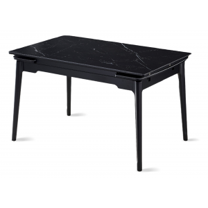 Стіл обідній розкладний BONN CERAMIC 130(180)*80 чорний мат/чорний каркас