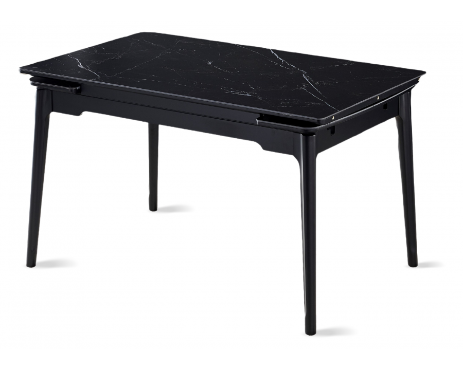 Стіл обідній розкладний BONN CERAMIC 130(180)*80 чорний мат/чорний каркас