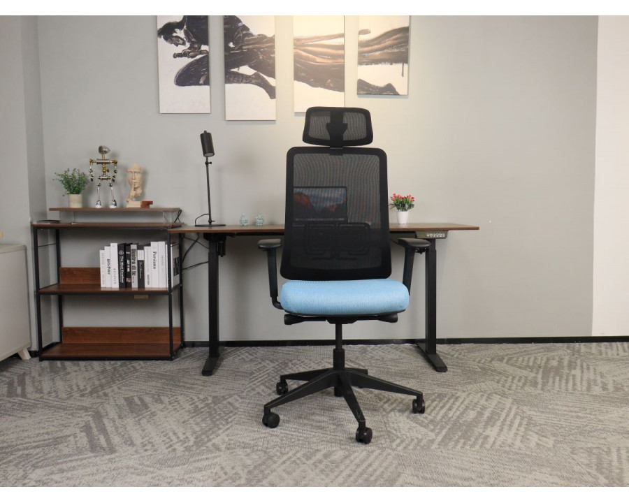 Крісло офісне TERRY чорне/синя тканина/чорний каркас