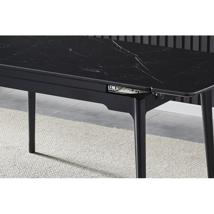 Стіл обідній розкладний BONN CERAMIC 130(180)*80 чорний мат/чорний каркас