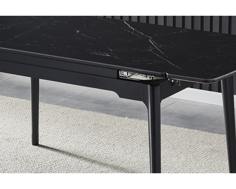 Стіл обідній розкладний BONN CERAMIC 130(180)*80 чорний мат/чорний каркас