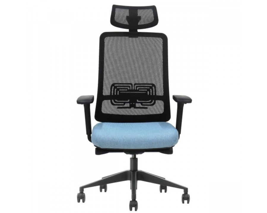 Крісло офісне TERRY чорне/синя тканина/чорний каркас