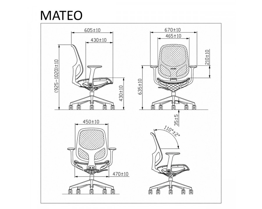 Крісло комп'ютерне MATEO зелене / зелений каркас