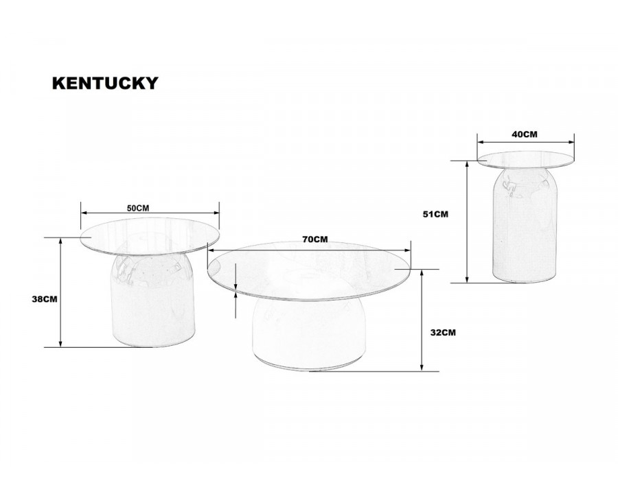 Журнальний столик KENTUCKY Сіре скло / Кольорові (к-кт)