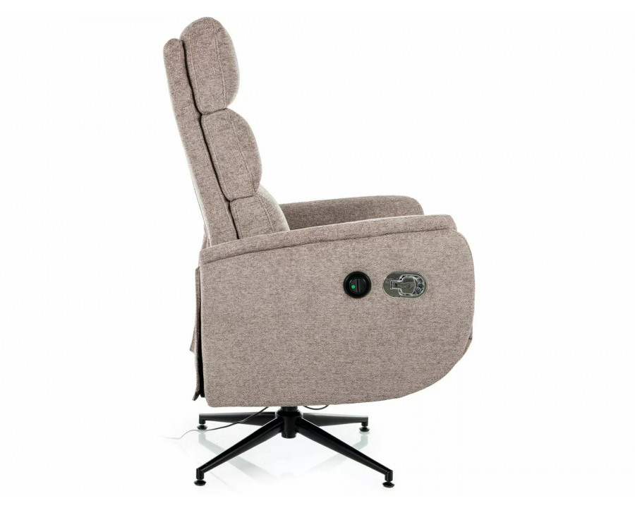 Крісло реклайнер електричне Fenix Raven Темно-бежева тканина / Чорний каркас
