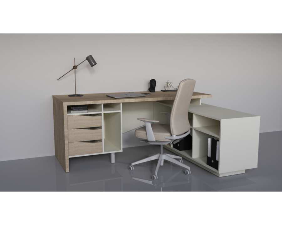 Стіл письмовий CONNECT 1 R SK 190×78 см. Дуб кремона котта / Стоун бейж