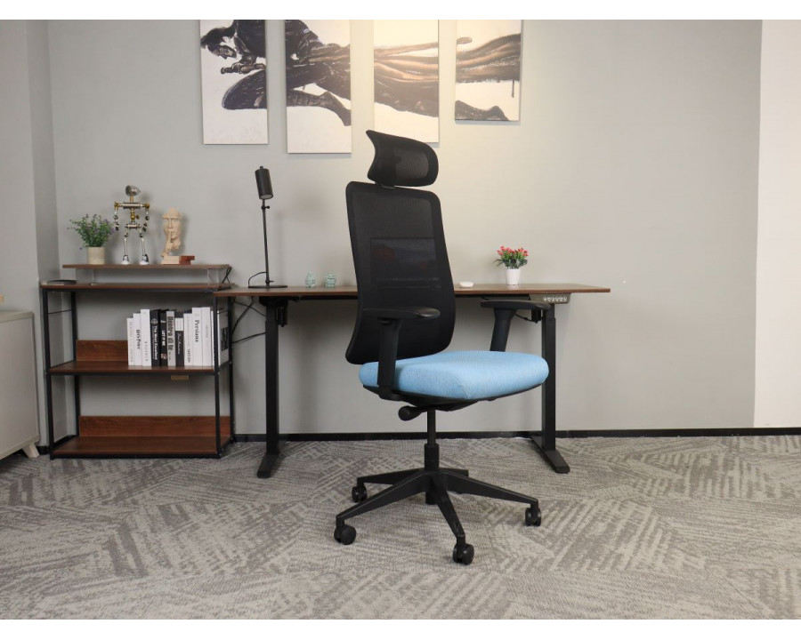 Крісло офісне TERRY чорне/синя тканина/чорний каркас