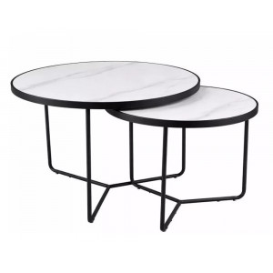 Набір журнальних столів Italia ø80 см Білий / Чорний