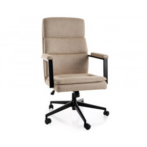Крісло офісне комп'ютерне поворотне Q-090 Темно-бежева екошкіра / Чорний каркас