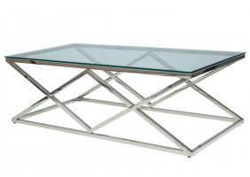 Журнальний стіл Zegna A 120х60 Прозорий / Срібний