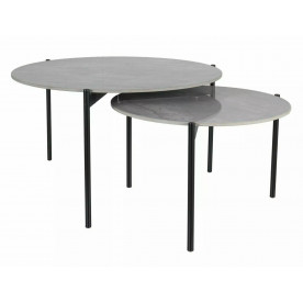 Журнальний столик VETRO Сірий / Чорний Діаметр 80, Діаметр 60 (Комплект) VETROSZCFI80