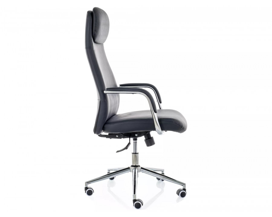 Крісло офісне комп'ютерне поворотне Q-05 Чорна екошкіра / Хром каркас