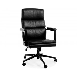 Крісло офісне комп'ютерне поворотне Q-090 Чорна екошкіра / Чорний каркас