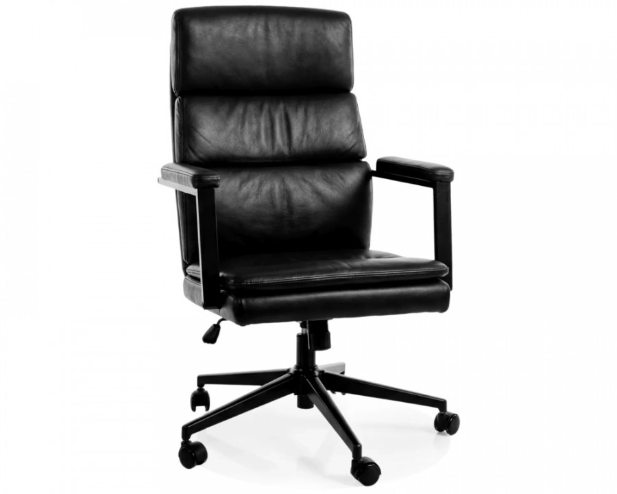 Крісло офісне комп'ютерне поворотне Q-090 Чорна екошкіра / Чорний каркас