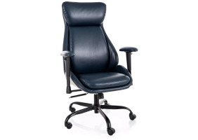 Крісло офісне комп'ютерне поворотне Q-092 Темно-синя екошкіра / Чорний каркас