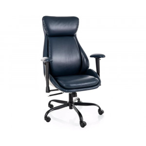 Крісло офісне комп'ютерне поворотне Q-092 Темно-синя екошкіра / Чорний каркас