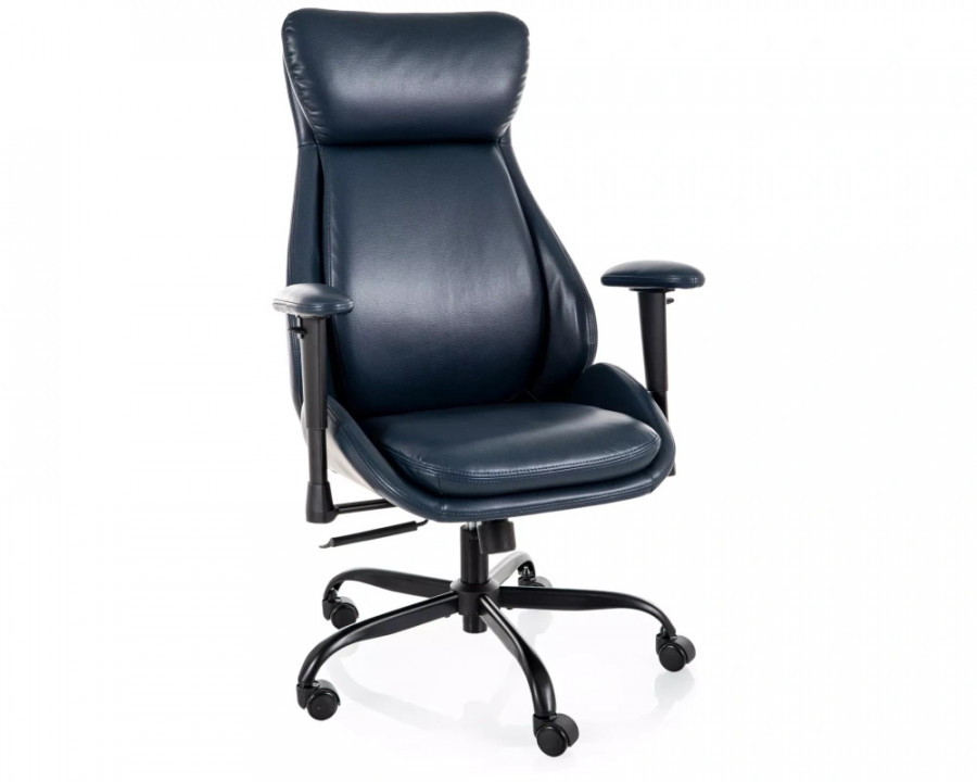 Крісло офісне комп'ютерне поворотне Q-092 Темно-синя екошкіра / Чорний каркас