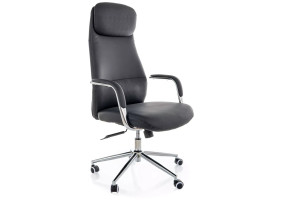 Крісло офісне комп'ютерне поворотне Q-05 Чорна екошкіра / Хром каркас