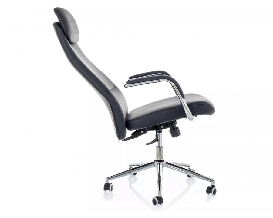 Крісло офісне комп'ютерне поворотне Q-05 Чорна екошкіра / Хром каркас