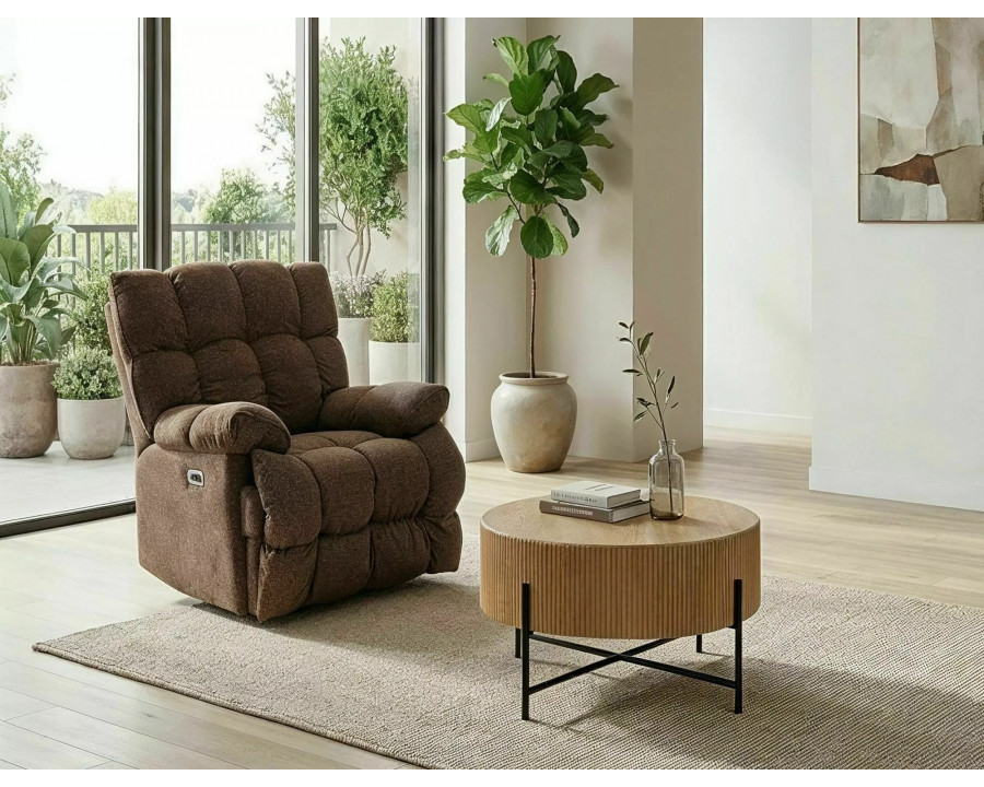 Крісло реклайнер електричне Homer Raven Капучіно тканина / Чорний каркас