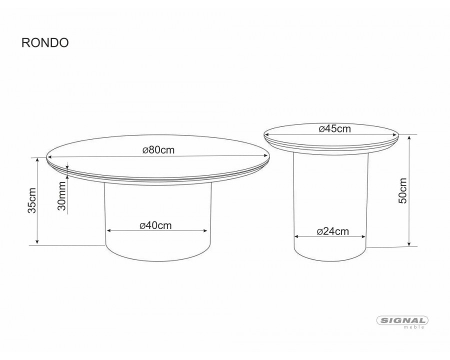 Стіл журнальний кавовий Rondo ø80 см Білий / Дуб