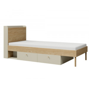 Ліжко односпальне YUKI REG 13 94х93х217 сірий / бежевий / дуб