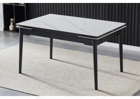 Стіл обідній розкладний BONN II CERAMIC 140(200)*90 білий глянець/чорний каркас