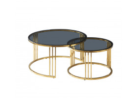 Журнальний столик VIENNA скло димчасте / золото (к-кт)