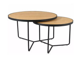 Набір журнальних столів Italia ø80 см Дуб / Чорний