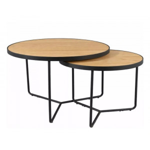 Набір журнальних столів Italia ø80 см Дуб / Чорний