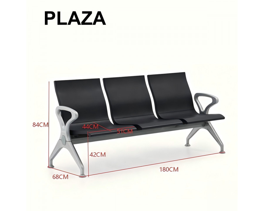 Секційні стільці для залу очікування PLAZA S3 3-місні чорний/сірий