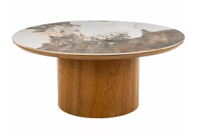 Стіл журнальний кавовий Rondo ø80 см Білий / Дуб