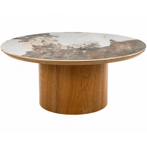 Стіл журнальний кавовий Rondo ø80 см Білий / Дуб