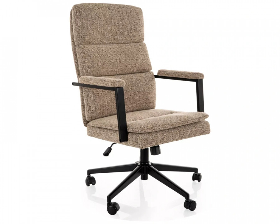 Крісло офісне комп'ютерне поворотне Q-090 Noelle Темно-бежева тканина / Чорний каркас