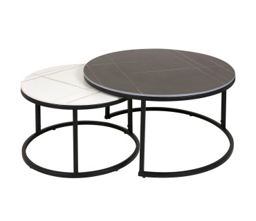Журнальний столик FLORIDA B чорний мат+білий мат еф.мармуру/чорний (к-кт)