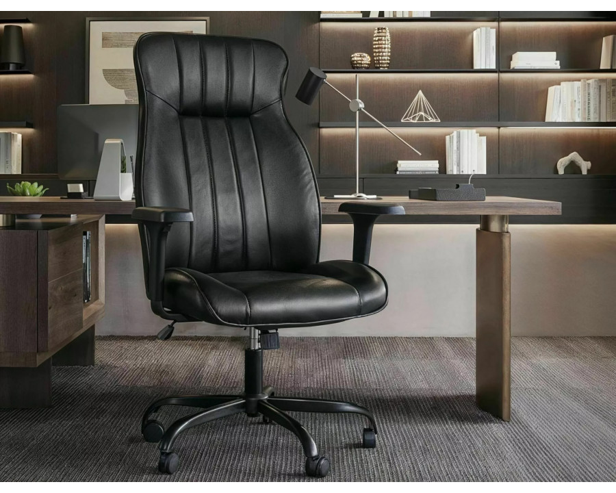 Крісло офісне комп'ютерне поворотне Q-093 Чорна екошкіра / Чорний каркас