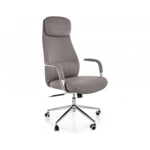 Крісло офісне комп'ютерне поворотне Q-05 Сіра екошкіра / Хром каркас