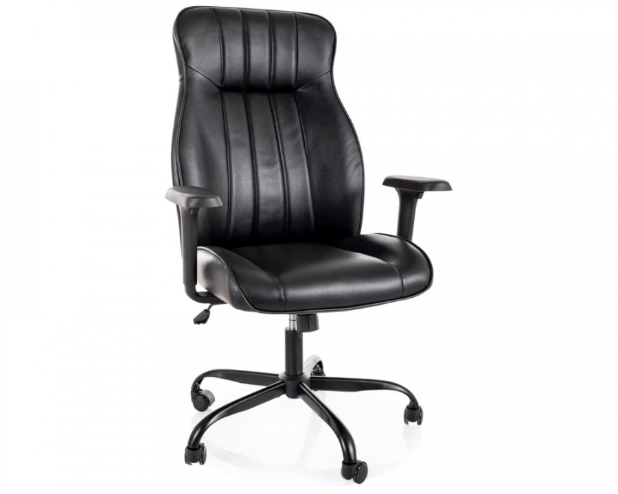 Крісло офісне комп'ютерне поворотне Q-093 Чорна екошкіра / Чорний каркас