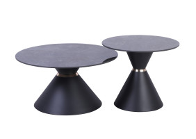 Журнальний столик CAROLINA Чорний глянець / Чорний (к-кт) Д. 80 см. & Д. 60 см.