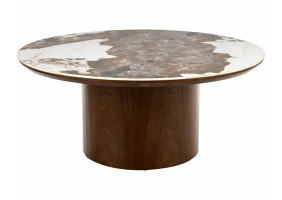 Стіл журнальний кавовий Rondo ø80 см Білий / Горіх