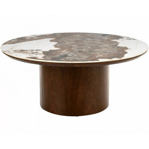 Стіл журнальний кавовий Rondo ø80 см Білий / Горіх