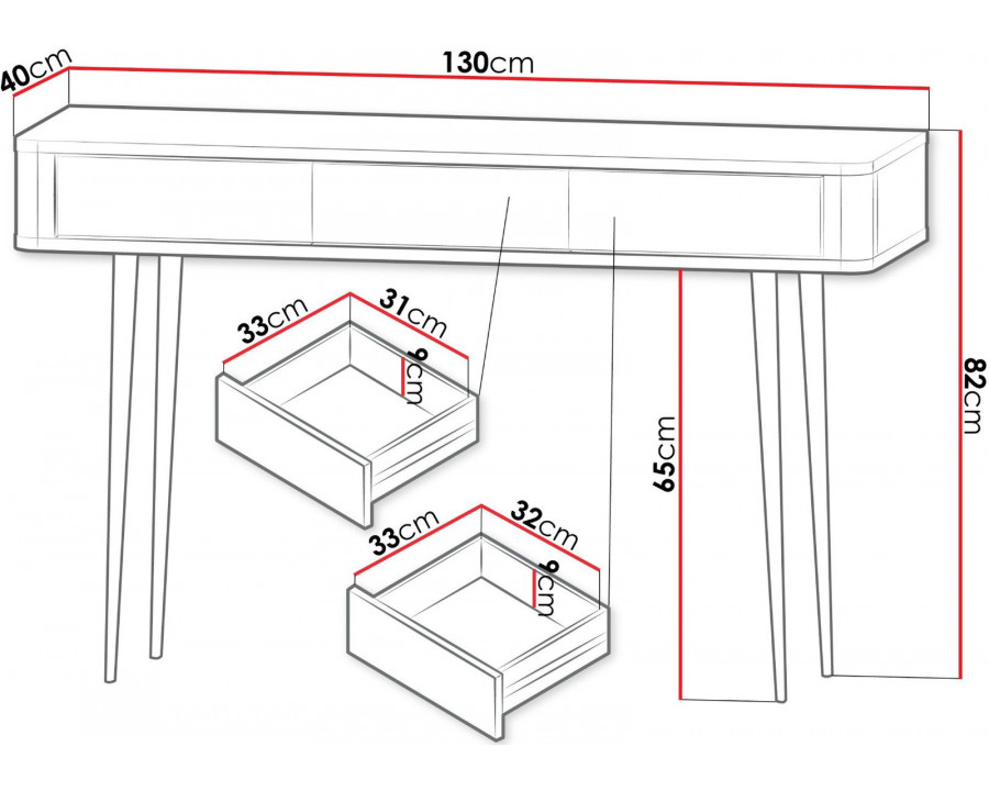 Туалетний столик MARLY REG 15 130х82х40 кашемір / горіх