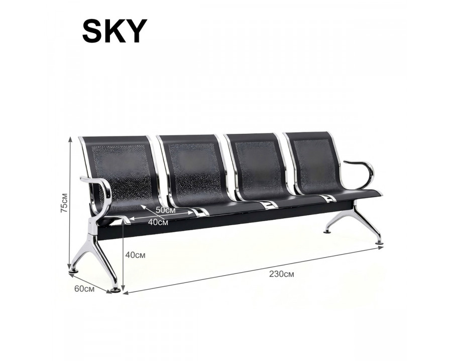 Секційні стільці для залу очікування SKY S4 4-місні чорний/хром